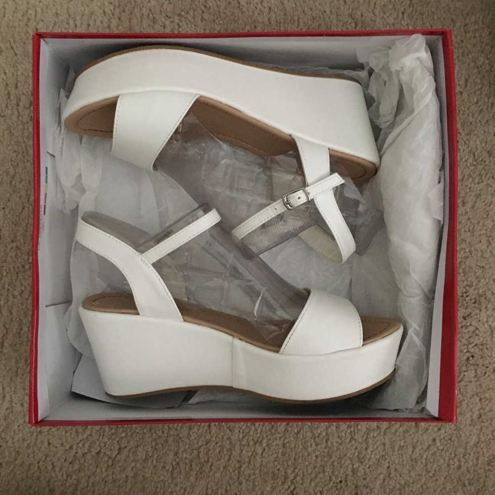 White platform wedges